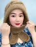 途尊秋冬新款針織毛線(xiàn)帽女騎行防風(fēng)百搭包頭護耳帽加厚圍脖一體風(fēng)雪帽 一體帽【雙拼黃】防風(fēng)百搭/加厚保暖 曬單實(shí)拍圖
