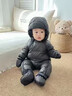 G.duck嬰兒冬裝寶寶連體衣冬季韓版洋氣嬰幼兒加厚羽絨服外出抱衣保暖服 碳黑色帶手套腳套(羽絨服） 80 cm(建議18-22斤) 曬單實(shí)拍圖