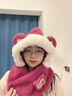 Charm Kendo圍巾女帽子一體冬季新款可愛(ài)圍脖百搭保暖生日新年禮物送女生女友 玫紅色送女朋友實(shí)用老婆 曬單實(shí)拍圖