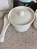 京東京造 燉盅 陶瓷湯碗蒸蛋燕窩輔食碗家用帶蓋贈勺子純白260ml 曬單實(shí)拍圖