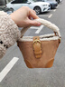 斐月伽 包包女士斜挎包女水桶包秋冬羊羔毛單肩斜挎手提復古迷你水桶包 卡其色 曬單實(shí)拍圖