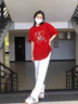 一寸相思紅色純棉短袖t恤女2026馬年本命年衣服寬松顯瘦圓領(lǐng)半袖新年上衣 紅色-2026馬 XL (125-145) 曬單實(shí)拍圖