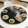 方帥（FOSHUAI）2025新款升級 雙頭電磁轉盤(pán) 家用加熱飯菜 暖菜寶 電動(dòng)轉盤(pán)加熱保溫板火鍋一體保溫板轉盤(pán)底座 黑色 100cm【雙頭電磁爐+獨立控制】2000W 曬單實(shí)拍圖