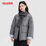 鴨鴨（YAYA）短款羽絨服2025秋冬新款時(shí)尚甜美小個(gè)子圓領(lǐng)簡(jiǎn)約百搭保暖厚外套ZP 灰色【送圖中同款圍巾】 S (155) 曬單實(shí)拍圖