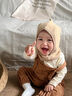 米囹嬰幼兒帽子秋冬寶寶1-3歲連帽圍脖一體保暖防風(fēng)兒童護耳披肩帽 卡其色 6個(gè)月-3歲（頭圍45-50cm） 曬單實(shí)拍圖