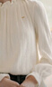 香影木耳邊白色針織衫女2025冬季新款氣質(zhì)長(cháng)袖法式套頭內搭打底衫 鷺白 L 165/88A/110-125斤 曬單實(shí)拍圖