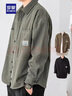 羅蒙襯衫外套男士秋冬季翻領(lǐng)寬松外穿襯衣上衣加絨純棉工裝夾克男裝 灰綠 2XL (156-170斤) 曬單實(shí)拍圖