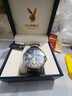花花公子（PLAYBOY）男士手表機械表男款潮流防水鏤空飛輪手表男夜光新款 銀殼藍面/精美禮盒/定制刻字 曬單實(shí)拍圖