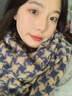 SUSTYLE奢侈高端品牌2025秋冬季新款圍巾女士披肩千鳥(niǎo)格感禮物送女友 藏青色（禮盒裝） 曬單實(shí)拍圖