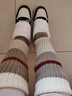 槿城日系拼色堆堆襪套女秋冬保暖雪地靴針織小腿襪紐扣亞文化腿套辣妹 米白 WT9029 1雙 均碼 【40cm】 曬單實(shí)拍圖
