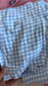 浪莎100%純棉睡褲女春秋長(cháng)褲薄款日系寬松大碼可外穿夏家居褲 藍色格紋 XL 建議120-140斤 曬單實(shí)拍圖