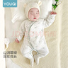 優(yōu)奇輕薄棉保暖新生嬰兒衣服秋冬季棉服剛出生寶寶夾棉連體衣和尚服 曬單實(shí)拍圖