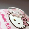 925純銀卡通hellokitty凱蒂貓開(kāi)口銀手鐲女兒童小孩生日禮物銀 老鳳祥兒童一對 曬單實(shí)拍圖
