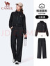 駱駝（CAMEL）立領(lǐng)運動(dòng)套裝女棉感休閑運動(dòng)服兩件套 J25CAXLN012 幻影黑 L 曬單實(shí)拍圖