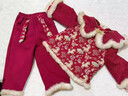 咭卡咭為拜年服女童加絨套裝2025新款洋氣兒童新年服加厚小女孩小馬兩件套 紅色 110 曬單實(shí)拍圖