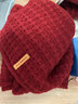 回力（Warrior）紅色圍巾女冬季送人保暖加厚針織毛線(xiàn)圍脖男本命年圣誕新年禮物 酒紅色【麻花款】 曬單實(shí)拍圖