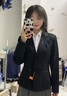韓曼柯（HANMANKE）西裝套裝女黑色西服兩件套修身小西裝外套日常通勤面試職業(yè)正裝 曬單實(shí)拍圖