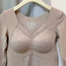 杰麗·莫克（Jerrie Mock）德絨發(fā)熱保暖內衣女帶胸墊加絨加厚秋冬季內搭緊身打底衫低領(lǐng)上衣 咖啡色單件 XL （適合110-140斤） 曬單實(shí)拍圖