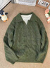 花花公子（PLAYBOY）復古麻花假兩件毛衣男拼接POLO領(lǐng)秋冬潮牌情侶慵懶風(fēng)休閑針織衫 綠色 【高品質(zhì)】 XL 【建議120-135斤】 曬單實(shí)拍圖