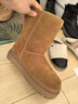 百麗（Belle）張凌赫同款暖墩墩雪地靴女冬季新款商場(chǎng)加毛棉鞋E6C1DDD5 棕色-高筒 39 (245mm) 曬單實(shí)拍圖