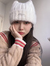 京悠雨【大頭星球】韓版休閑風(fēng)貓耳朵毛線(xiàn)帽女顯臉小百搭加厚保暖針織帽 卡其色 偏大碼(56-61CM) 曬單實(shí)拍圖