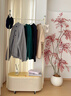 小匠材衣架落地立式衣帽架客廳臥室掛衣服置物架可移動(dòng)晾衣架奶白色80cm 曬單實(shí)拍圖