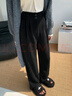浪莎歐棉絨西裝闊腿褲女秋冬季2025新款雙扣高腰垂感顯瘦雪尼爾直筒褲 曬單實(shí)拍圖