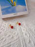 圣?，敿t瑪瑙耳飾本命年耳夾新中式天然紅色耳環(huán)馬年蚊香盤(pán)玄學(xué)旺財耳釘 新中式紅瑪瑙耳夾【精選品質(zhì)】 【珠徑約：10mm】+中式禮盒裝 曬單實(shí)拍圖