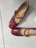 百麗（Belle）氣質(zhì)方頭牛皮瑪麗珍鞋女2026春新舒適低跟淺口單鞋B2987AQ6 紅色 36 (230mm) 曬單實(shí)拍圖
