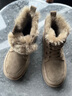 楓葉（leaveland）高幫雪地靴冬季英倫風(fēng)皮毛一體大棉靴加絨加厚戶(hù)外抗寒羊毛棉鞋 男女同款-卡其色（皮鞋碼） 41 曬單實(shí)拍圖