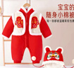 愛(ài)寶適拜年服嬰兒連體衣秋冬寶寶周歲百天紅色衣服過(guò)年棉服帶帽73碼T130 曬單實(shí)拍圖