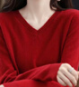 VHLK羊絨衫女2025秋冬新款V領(lǐng)保暖寬松套頭長(cháng)袖山羊絨衫毛衣女 大紅色 4XL 建議150--165斤 曬單實(shí)拍圖