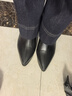 軟皮短靴女瘦瘦靴2026春秋季新款韓版尖頭加絨高跟細跟百搭馬丁靴 黑色單里 37 曬單實(shí)拍圖
