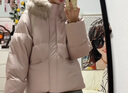 鷺青一原創(chuàng  )【香榭頌】90白鴨絨羽絨服女冬狐貍毛連帽百搭短款外套 粉色（第二批） S 曬單實(shí)拍圖