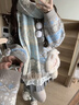啄木鳥(niǎo)氛圍感圍巾女秋冬季2025新款韓系百搭可愛(ài)學(xué)生情侶少女圍脖潮禮物 (小兔款)藍色 65*180cm 曬單實(shí)拍圖