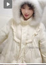 森女部落原創(chuàng  )甜美風(fēng)狐耳連帽蝴蝶結羽絨服冬2024新款秋冬女裝 米白色（單件） 單件 M 曬單實(shí)拍圖