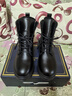 啄木鳥(niǎo)真皮馬丁靴女加絨中跟2025秋冬新款女鞋棉鞋粗跟厚底英倫風(fēng)短靴 黑色加絨 38 曬單實(shí)拍圖