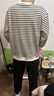 皮爾卡丹（pierre cardin）秋冬季條紋衛衣男士圓領(lǐng)長(cháng)袖T恤潮流時(shí)尚貼布打底衫寬松加絨體恤 1239白黑色條紋衛衣 加絨 XL (適合135-150斤) 曬單實(shí)拍圖