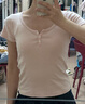 UR2025春季新款女裝時(shí)尚修身紐扣式U型領(lǐng)短袖T恤UWB450007 水粉 M 曬單實(shí)拍圖