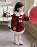 G.duck小黃鴨女童秋冬套裝夾棉外套裙子洋氣女寶寶周歲禮服冬季拜年衣服 夾棉三件套 80 cm 曬單實(shí)拍圖