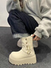 啄木鳥(niǎo)時(shí)尚部落米白色兩穿馬丁靴子女2025秋冬新款厚底時(shí)裝短靴雪地靴棉 米白色 37 (235mm) 曬單實(shí)拍圖