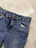 MO&Co.牛仔褲做舊臟污洗褪泛黃藍色微彈棉質(zhì)高腰九分錐形摩安珂 牛仔藍色 M 27 曬單實(shí)拍圖