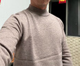 老爺車(chē)高端100%純羊毛衫男士秋冬季加厚中老年半高純色高克重磅針織衫 淺咖啡 【XJ8351】 M 170/88A 曬單實(shí)拍圖