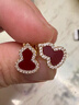 伊燦酒紅色水鉆葫蘆氣質(zhì)耳釘女通勤高級感耳環(huán)2025年新款爆款小眾耳飾 酒紅色水鉆葫蘆耳釘 曬單實(shí)拍圖