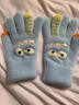 妙奕嘉手套女冬季保暖可愛(ài)露指可手機觸屏漏二指玩雪高顏值學(xué)生手套加厚 小怪獸提花毛絨手套【藍色】 曬單實(shí)拍圖