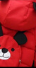 G.duck兒童新款羽絨棉衣寶寶冬季加厚女童冬裝嬰兒棉襖男童外套洋氣棉服 紅色立體熊背包棉服 90 cm 曬單實(shí)拍圖