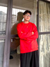 班尼路（Baleno）新年正紅色衛衣男女款2026新款馬年本命年純色內搭長(cháng)袖情侶上衣服 曬單實(shí)拍圖