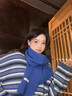 OSKV圍巾女生秋冬季2026新款圍脖女生難哄章若楠同款針織克萊因藍圍巾 寶藍色【細膩軟織】【久戴不悶】 曬單實(shí)拍圖