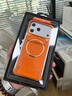興百興（XingBaiXing）【無(wú)邊框 頭層牛皮】適用iPhone17promax手機殼真皮蘋(píng)果17pro外殼防摔磁吸式金屬支架商務(wù)高檔男女 iPhone17promax-橙色【金屬支點(diǎn)殼】 曬單實(shí)拍圖