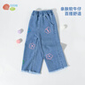 貝貝怡女童牛仔褲小童寶寶長(cháng)褲兒童褲子洋氣2025春秋新款童裝潮 牛仔藍 130 曬單實(shí)拍圖
